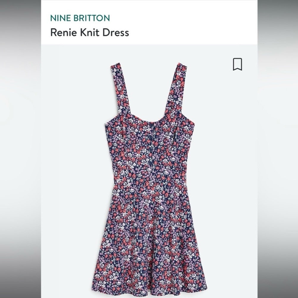 NWT  Nine Britton  Navy Blue, Red & Purple Floral Knit Button Down Dress - XS
